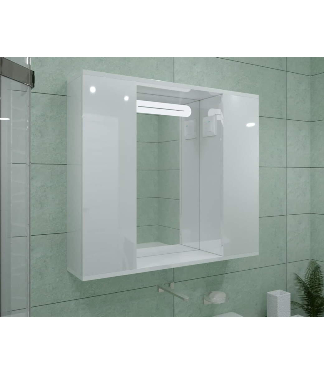 Шафа LED (80*70) ШК24 з дзеркалом  та двома дверцятами